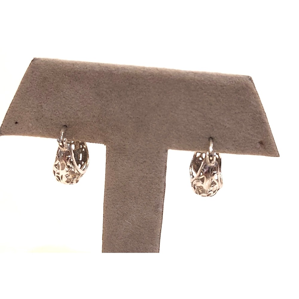 Vintage Sterling Silver Filigree Hoop Earrings
